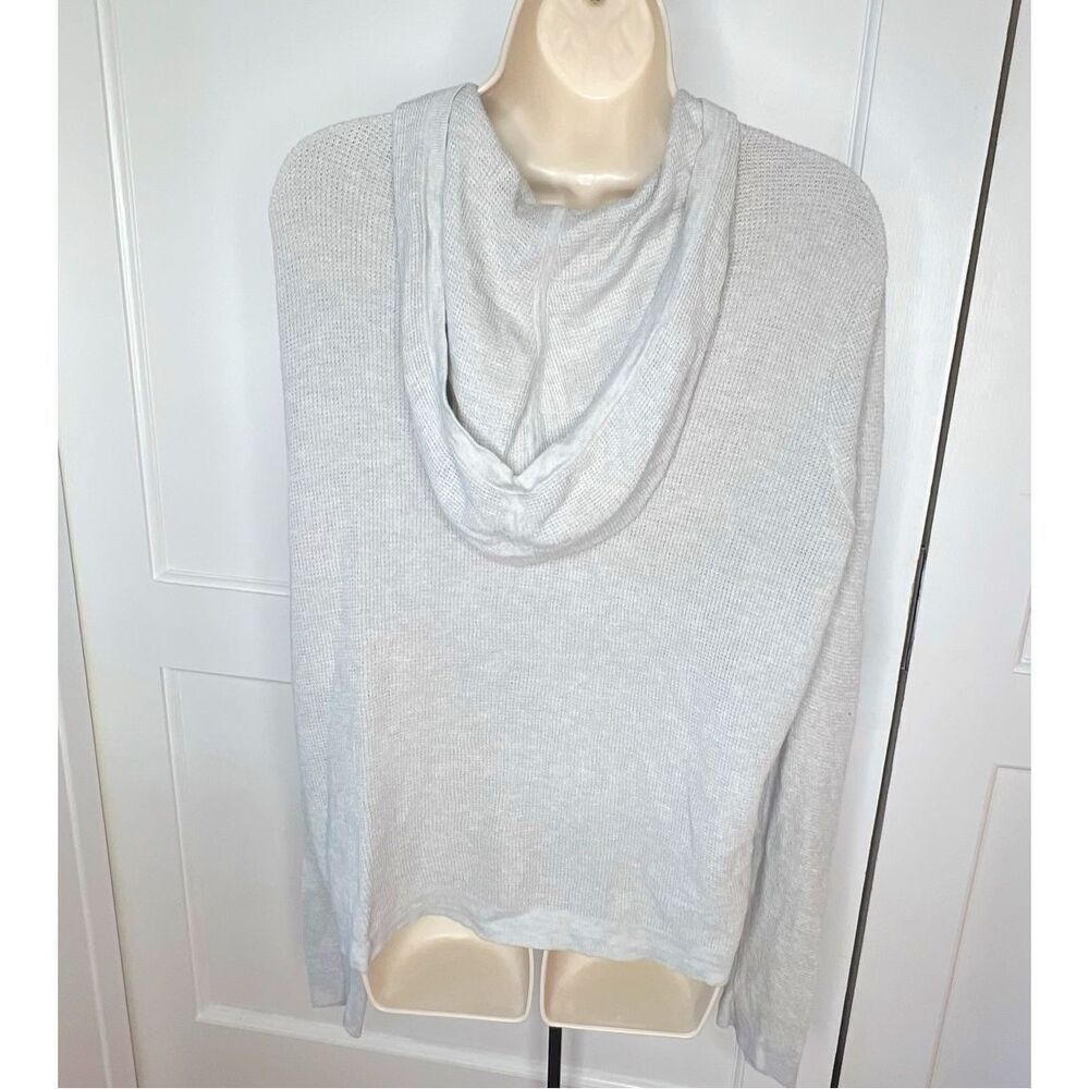 Eileen Fisher Gray Waffle Knit Zip Up Hoodie Organic Cotton Size XL - Picture 4 of 5